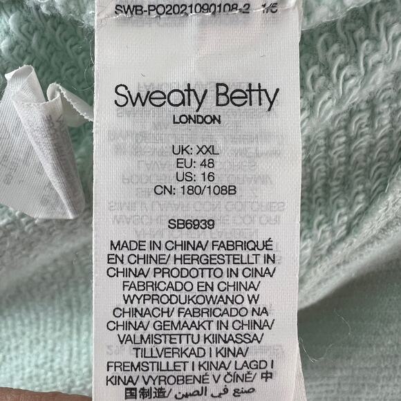 Sweaty Betty Blue Sweatshirt Mock Neck Half Zip Drop Shoulder Banded Hem Sz XXL - Picture 9 of 10